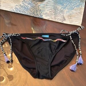 Catalina Black Bikini Bottom with Purple Tassels